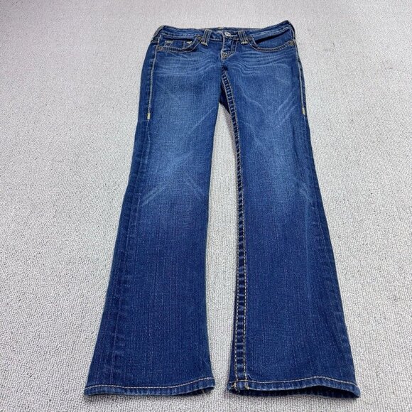 True Religion Jeans Straight Leg Blue Pockets Women’s Size 28 - Picture 1 of 12